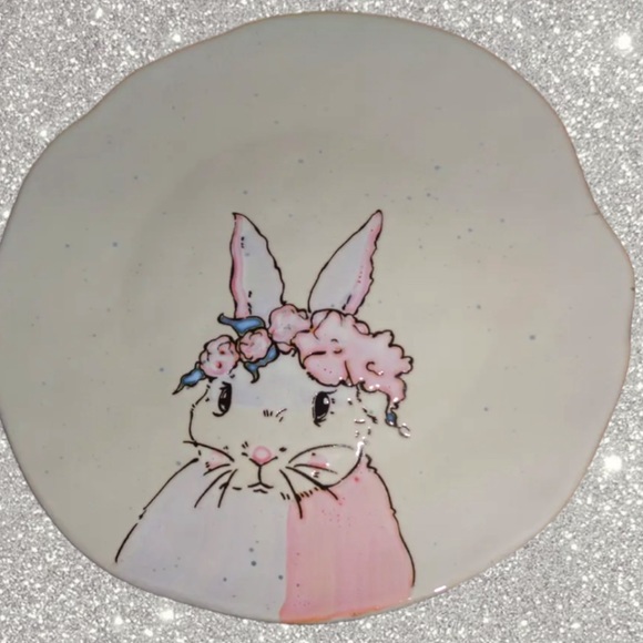 Eli + Ana Inhomestylez Pink Bunny Venassa Easter  Dinner Plate Set of 4 New 2024 - Picture 1 of 1